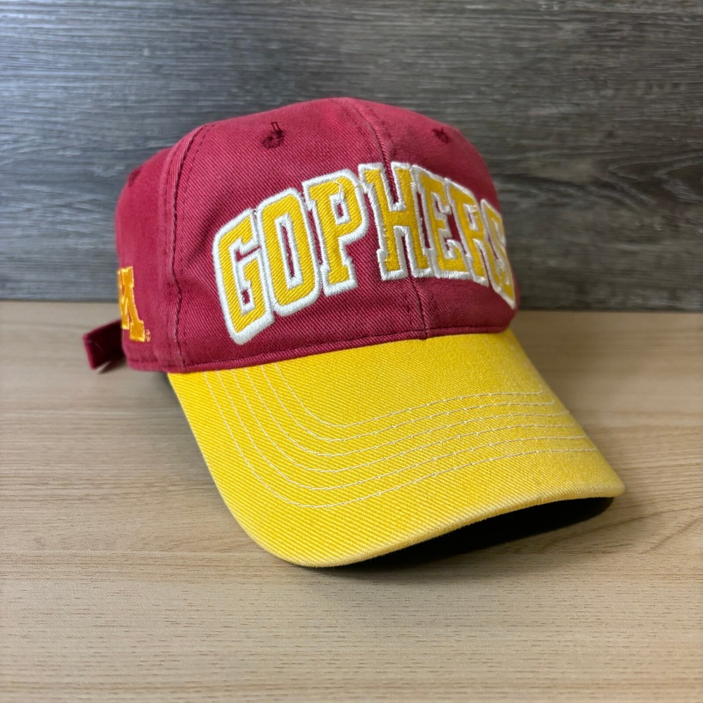 Vintage Minnesota Golden Gophers Hat Cap Strap Back Maroon Gold Faded